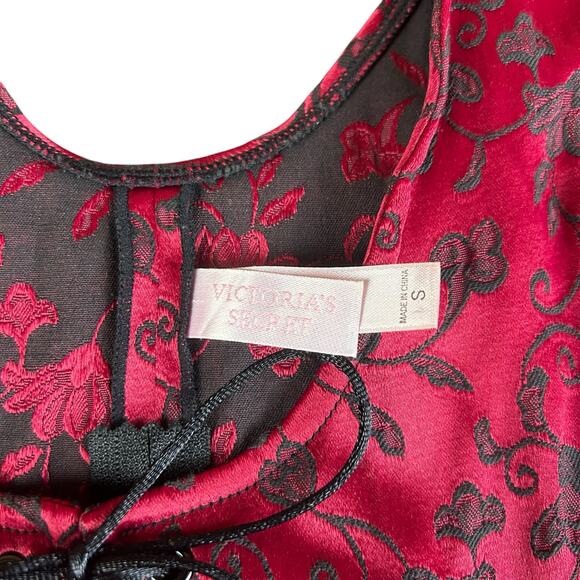 Victoria's Secret Satin Corset Women Size Small Red Y2K Floral Embroidered Top - Picture 8 of 10
